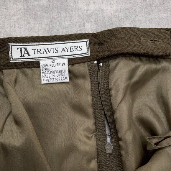 Travis Ayers Skirt Suit Women 12 30W x 24.5L Brown Floral Scarf Woven Poly - Picture 12 of 16
